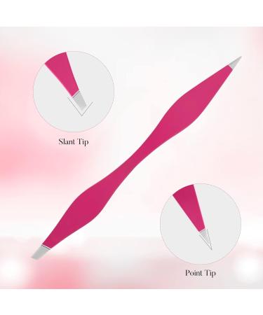 NUOMI 2 Pack Stainless Steel Eyebrow Tweezers with Slant/Pointed Tips - Pink and Black - Makeup Tools for Facial Hair Removal - Buy Online on SooperMarket.com