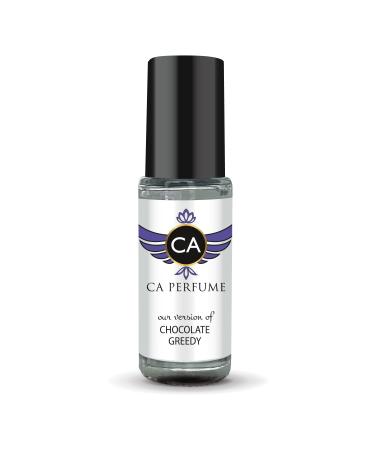 CA Perfume Impression of Chocolate Greedy For Women & Men Replica Fragrance Body Oil Dupes Alcohol-Free Essential Aromatherapy Sample Travel Size Concentrated Long Lasting Roll-On 0.14 Fl Oz/4ml-X1