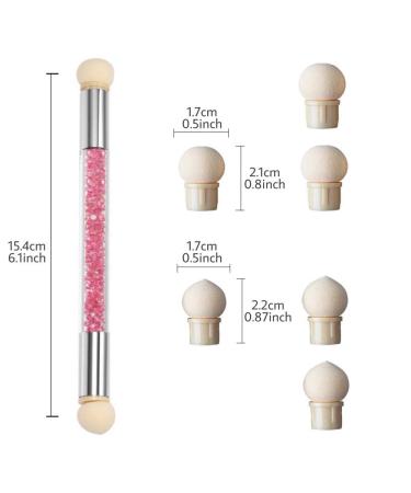 Nail Art Tools Set - Double Head Ombre Sponge Stick & Brush Applicator with 4 Replacement Heads for Perfect Pigment Application - Buy Online on SooperMarket.com