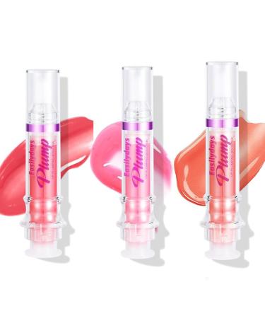 3 Colors Lifter Gloss Spicy Lip Plumping Booster Lip Glossy Lipstick Hydrating Volumizes High-Shine Fuller Mirror Lip Glaze Plump &Pout Lip Plumper for Women Girls Set #04 05 06