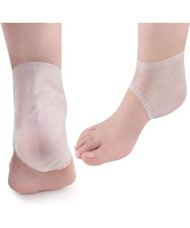 Milists Silicone Heel Protectors - Open Toe Slide-Resistant Socks for Cracked Heel Repair - Unisex Gel Sleeve - White - Buy Online on SooperMarket.com