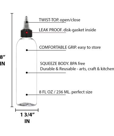 BRIGHTFROM Twist Top Black Applicator Bottles 8 oz - Pack of 2 | BPA-Free PET Plastic | Refillable Squeeze Bottles for Multi Purpose Use - Buy Online on SooperMarket.com