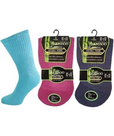 COMFYLOT & KK TRADERS MCR LTD Ladies Bamboo Diabetic Extra Wide Womens Non Elastic Socks with Hand Linked Toes 4-8 Assorted - Buy Online on SooperMarket.com