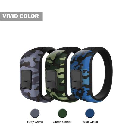 iBREK Silicone Stretchy Replacement Bands for Garmin Vivofit jr/jr 2/3 - Small 3 Pack Blue&Green&Gray Camo - Kids Boys Girls Watch Bands - Buy Online on SooperMarket.com