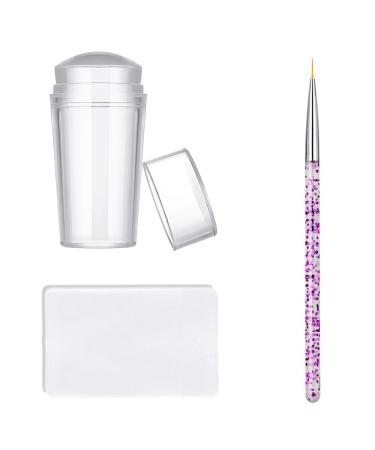 Famidiqgo Nail Stamper Nail Art Brushes - French Tip Nail Stamp Clear Nail Art Stamper Jelly With Scraper 1PCs Nail Pen Brushes Soft Silicone Stamper Printer DIY 1 Stamper +1 Scraper +1 Pen