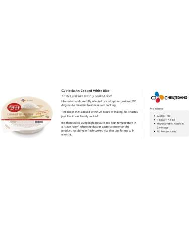 CJ Cooked Rice (Hetbahn) - Korean Microwavable Instant White Rice 210g (Pack Of 12) - Buy Online on SooperMarket.com