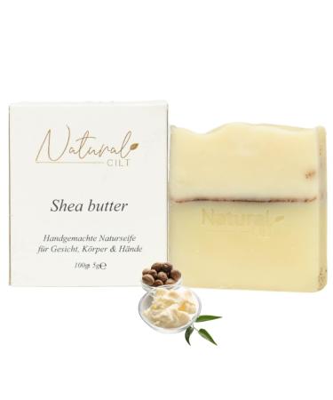 Natural cilt shea butter soap - 100% natural soap - without questionable ingredients - certified - handmade - shower soap for all skin types - shower gel - natural food metics shea butter 100 g (1 Pack)
