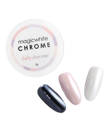 Daily Charme Magic White Nail Chrome Powder (White) 1g Pearlescent Nail Chrome Powder Glazed Donut Nail Art Decoration Home DIY/Nail Salon Manicure