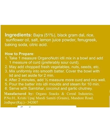 AOZA Organo Nutri Instant Bajra (Pearl Millet) Idli Mix 400g - Buy Online on SooperMarket.com