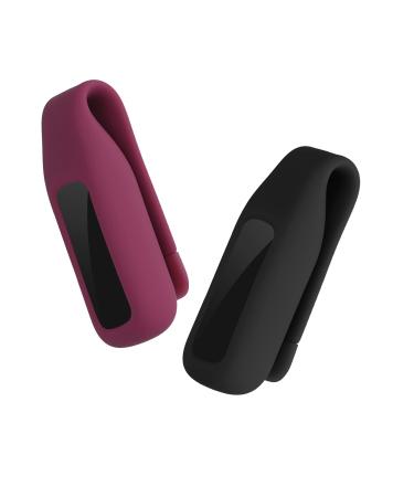 kwmobile clip holder compatible with Fitbit Luxe - silicone fitness tracker holder - without tracker Black Bordeaux