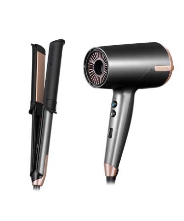 Remington hair styling set one: smooth iron & curling iron 2in1 multi -style S6078 + hair dryer ions 120 km/h air flow for quick drying D6078 Bundle Set Multi -Styler + F hn
