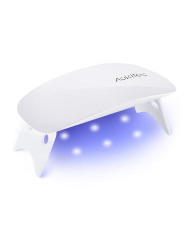 AOKITEC Mini UV LED nail lamp portable nail dryer for all gelnail bacher hardening tool in mouse-form compactly compactly with USB cable (white) white-A