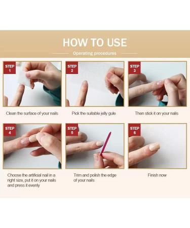 Timmoko Long Square Fake Nails - Exquisite Gold Foil Stripes Design - 24pcs - Buy Online on SooperMarket.com