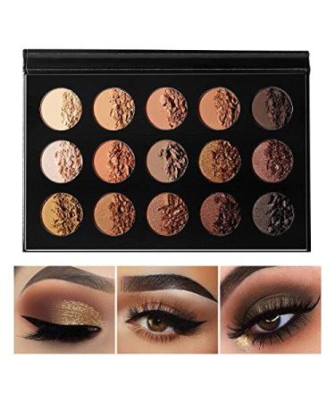 Nude Gold Eyeshadow Palette Natural Naked Smokey Warm Neutral 15 Shades, ecofavor Ultra-Blendable High Pigmented Matte Shimmer Matallic Long Lasting Waterproof Eye Shadow Pallet, Travel Size Makeup
