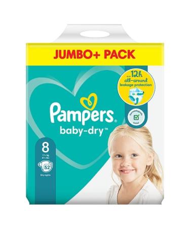 Pampers Size 8 Baby Jumbo Dry + 52 pieces