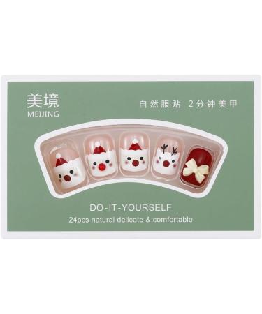 Christmas False Nails Snow Press on Nails - Antler Red Fake Nails 24pcs for Women and Girls - Buy Online on SooperMarket.com