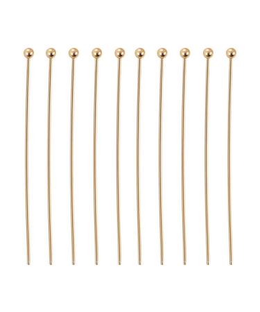 BENECREAT 100PCS 18K Real Gold Plated Ball Pins 22 Gauge Ball Head Pins for DIY Jewelry Making Findings Earring- 35mm (1.4) Long Ball Head Pins Ball Head Pins - 35x0.6mm