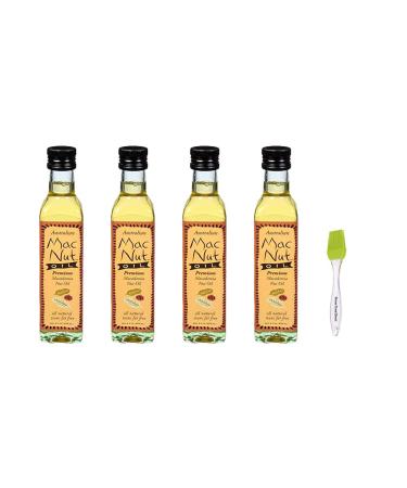 MacNut Oil Macadamia Nut Oil 8.5 oz (4 pack) Bundle with PrimeTime Direct Silicone Basting Brush in a PTD Sealed Bag