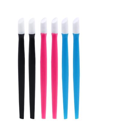 KELYDI 6pcs Plastic Handle Rubber Tipped Nail Cuticle Pusher Nail Art Manicure Tools Nail Cleaner for Men and Women