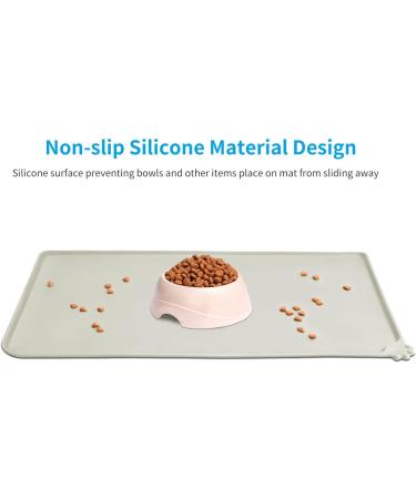 AUDWUD Silicone Waterproof Dog & Cat Feeding Mat - Anti-Slip Pet Bowl Mat 87x58 cm Beige | Durable Easy Clean Pet Accessories - Buy Online on SooperMarket.com