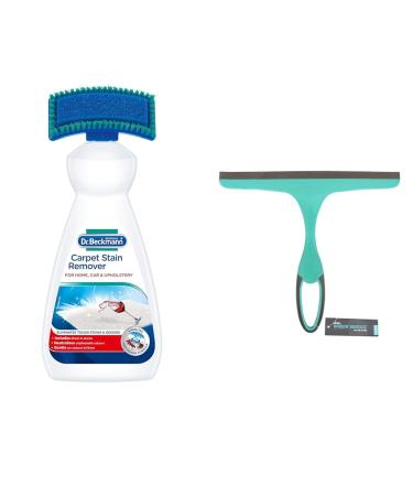 Dr. Beckmann Carpet Stain Remover | Removes New and Dried-in Stains | Includes Applicator Brush & JVL Hand Held Wiper Blade Window Squeegee Turquoise/Grey