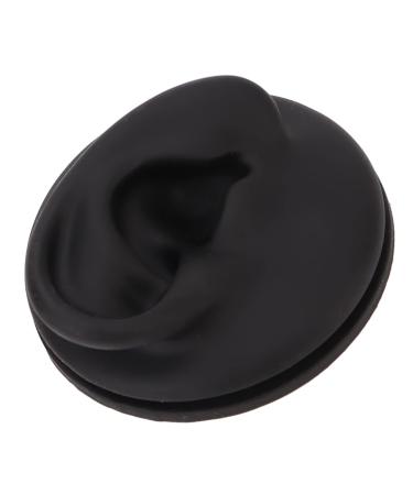 Kadimendium Simulation Ear Display Model Multi Functional Soft Teaching Tool Artificial Left Ear Model Professional Structure Black with Round Base for Wearing