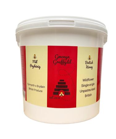 Gwenyn Gruffydd - British Blossom Honey 3kg Bulk Catering Tub - 100% Pure Natural Unpasteurized Raw Honey - Bulk Honey 3kg - Unheated - Gluten Free - Premium Honey from Non-Sugar Fed Bees UK
