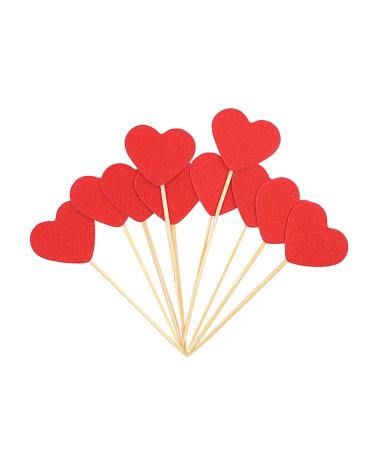 50 Pcs Heart Cupcake Toppers Glitter Sweet Love Cake Toppers Wedding Engagement Cupcake Picks Birthday Valentines Day Cake Decorations for Bridal Shower Red