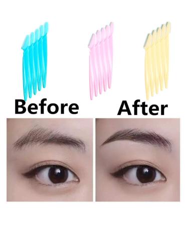 Ckanday 60-Piece Eyebrow Shaver Trimmer Razor for Women & Men | Precision Face Razor | Blue Yellow Pink - International Shipping - Buy Online on SooperMarket.com