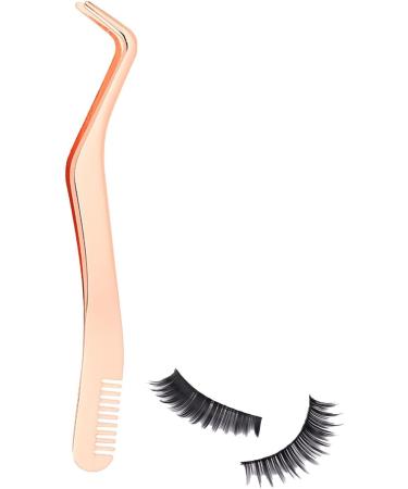 Eyelash Extension Tweezers | Stainless Steel Eyelash Appliant Tool with Comb - Pekmar Ros gold - Buy Online on SooperMarket.com