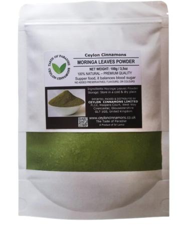 Ceylon Cinnamons Dried Moringa Leaves Powder 100g /3.5oz Premium Quality Green Superfood Caffeine Free