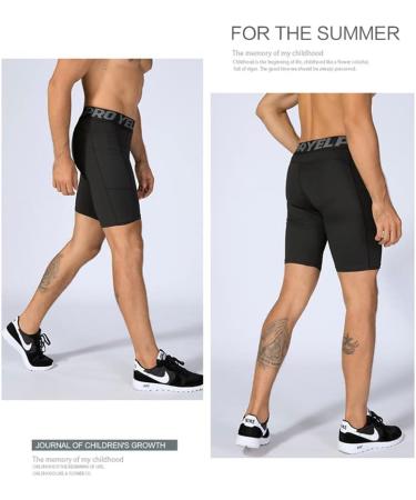 ABTIOYLLZ Men's Compression Shorts 3 Pack - Running Workout Athletic Underwear with Pocket - Black/Red/Blue - Size 84 Large - Buy Online on SooperMarket.com