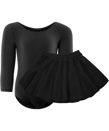 WEGETIT Girls Gymnastics Leotard Toddler Ballet Long Sleeve Dance Tutu - Black (8-10 Years) - Buy Online on SooperMarket.com
