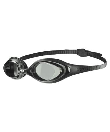 Arena Spider Anti-Fog swimming goggles unisex for adults swimming goggles with UV protection self-adjusting nose bridge hypoallergenic silicone seals black (smoke-black-black) single