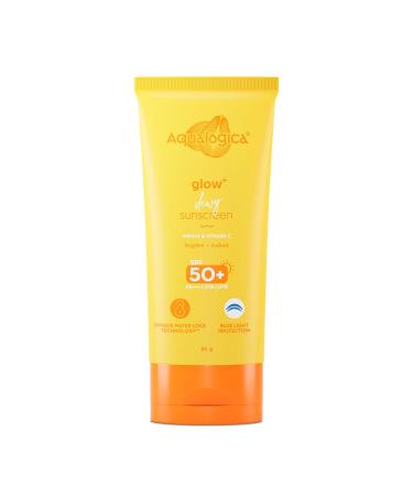 Glow+ Dewy Face Sunscreen with SPF 50+ & PA++++ | Blue Light Protection & No White Cast | Helps Give Glowing Skin with Papaya & Vitamin C | 2.82 Oz/80g 2.82 Ounce (Pack of 1)