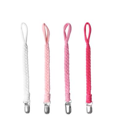 EXQUILEG 4Pcs Pacifier Strap Baby Pacifier Chain Clips Cotton Pacifier Strap With Stainless Steel Clamps for Unisex Baby (LA13)