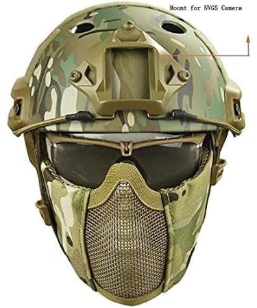 MH Tactical Fast Helmet with Foldable Ear Protection, Half Face Mesh Mask and Goggles Set - CP | Ideal for Airsoft, Paintball, CS Game - Buy Online on SooperMarket.com