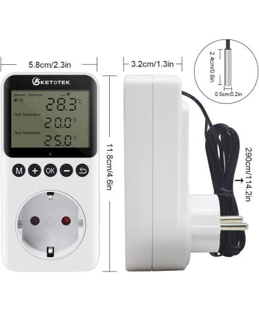 Ketotek Digital Thermostat Socket Timer - 230V Temperature Controller for Greenhouse & Terrarium | KT3200 - Buy Online on SooperMarket.com