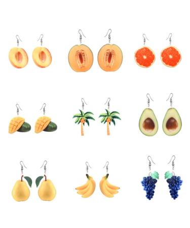 1 Pair Fruit Jewlery Ear Decoration Cherry Decor Earings Ear Jewelry Avocado Delicate Miss Earring 5.5X4.1cm As Shown