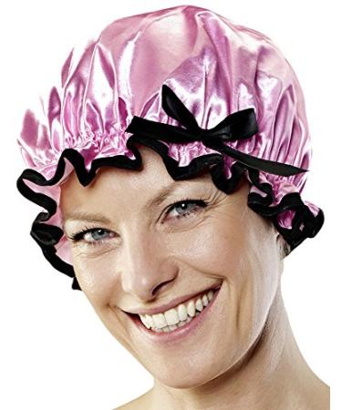 Wenko 75670900 shower cap - with elastic waistband plastic - polyester pink 1 pack (1 x 1 piece)