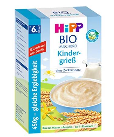 Hipp Organic Milk Porridge Children's Semolina Pack of 6 (6 x 450g)