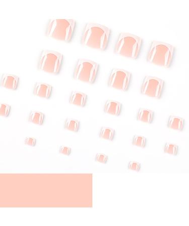 Short White Square Fake Toenails with Glitter Designs - 24Pcs Style2 - Buy Online on SooperMarket.com