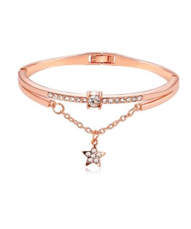Magiclulu cuff bracelet star hand jewelry Strass bracelet bracelet made of rose gold women bracelet arm loops women's bracelet star women bracelet pentagram trailer Miss 19.5*1.2cm golden