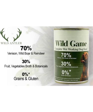 Venison & Wild Boar Mix (4x400g) Plus Medium Size Antler Chew Toy Grain-Free Wet Dog Food for Active Dogs by Wild Antler - Buy Online on SooperMarket.com