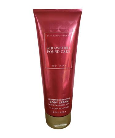 Bath and Body Works Strawberry Pound Cake Ultimate Hydration 24 Hour Body Cream 8 Ounce with Hyaluronic Acid Strawberry Pound Cake 8 Ounce (Pack of 1)