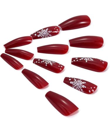 Vatocu Christmas False Nails - Long Xmas Snowflakes Glitter Ballerina Press on Nails (24pcs) - Acrylic Stick on Nails for Women and Girls - Buy Online on SooperMarket.com