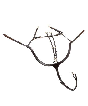 SUNRIDE Ascot Breastplate Made of Genuine Leather with Martingale - for Horses - Can be Used as 5-Point and 3-Point - Martingale Rings for Opening for Quick Threading of the Reins (Cob Brown) Cob brown