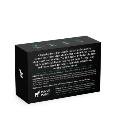 Pete & Pedro Body Bar Soap - Hydrating Exfoliating Cleansing Bar with Eucalyptus Scent | Shea Butter & Olive Oil | 6 oz - Buy Online on SooperMarket.com