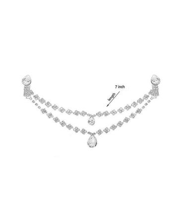 Silver Rhinestone Double Chain Headpiece for Women - Wedding & Prom Accessory - Buy Online on SooperMarket.com