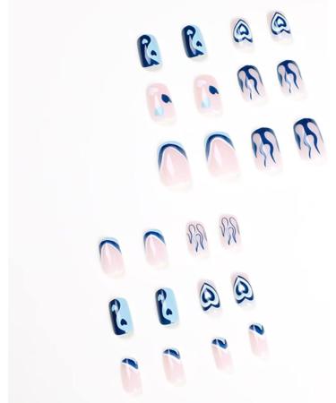 Blue Heart Flame Press On Nails - Medium Size, Acrylic Nude Design for Women and Girls by RUNRAYAY - Buy Online on SooperMarket.com